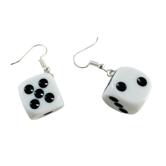 Let's get lucky! Super cute lucky dice earrings in clear White. NEW - Picture 2 of 4